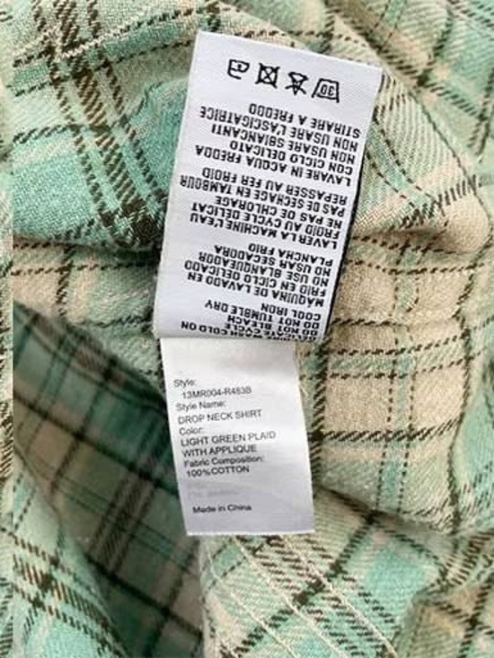 R13 NWOT Drop Neck Shirt Light Green Plaid - Picture 13 of 14